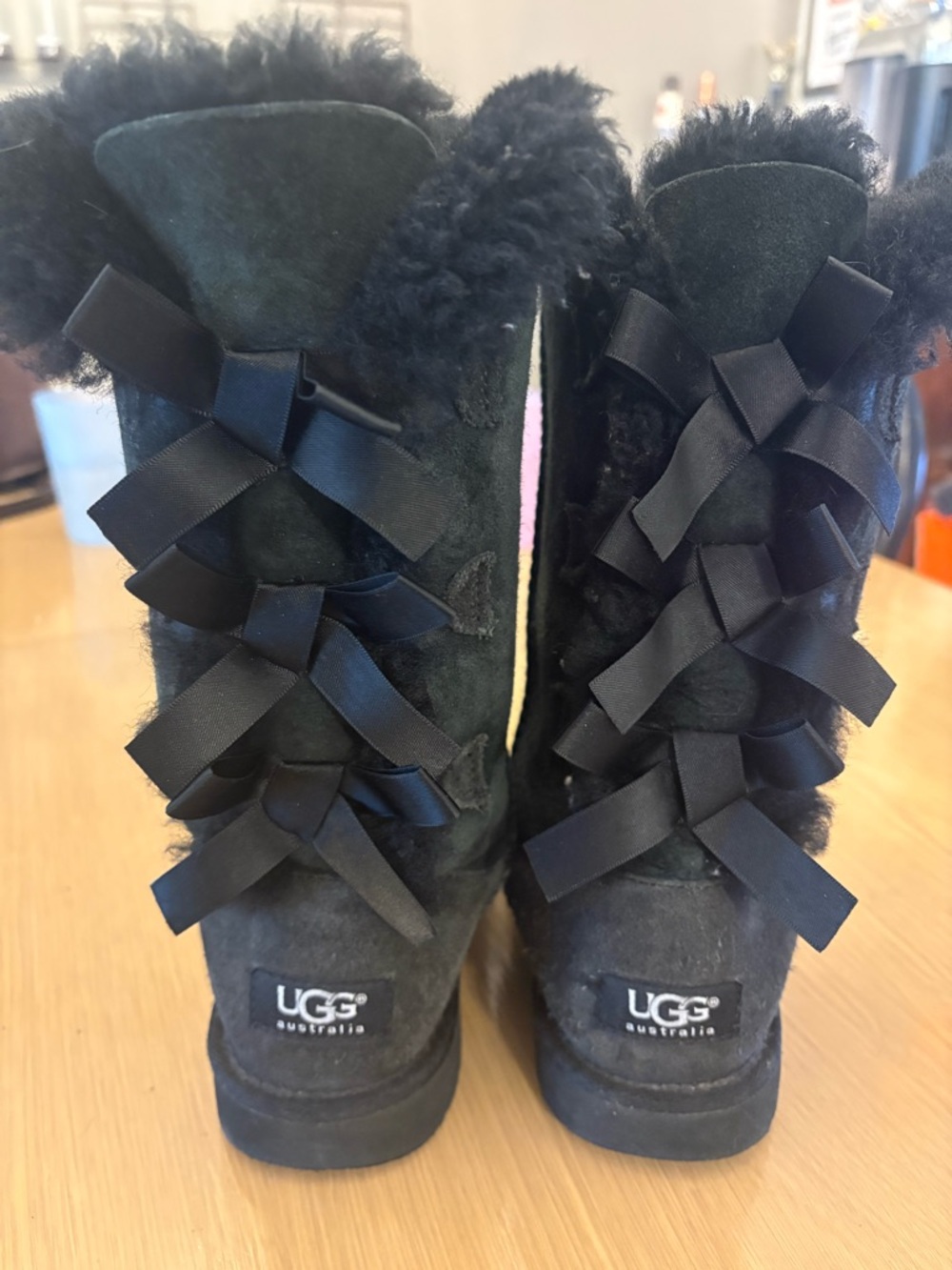 UGG Youth Black Tall Bailey Bow Boots